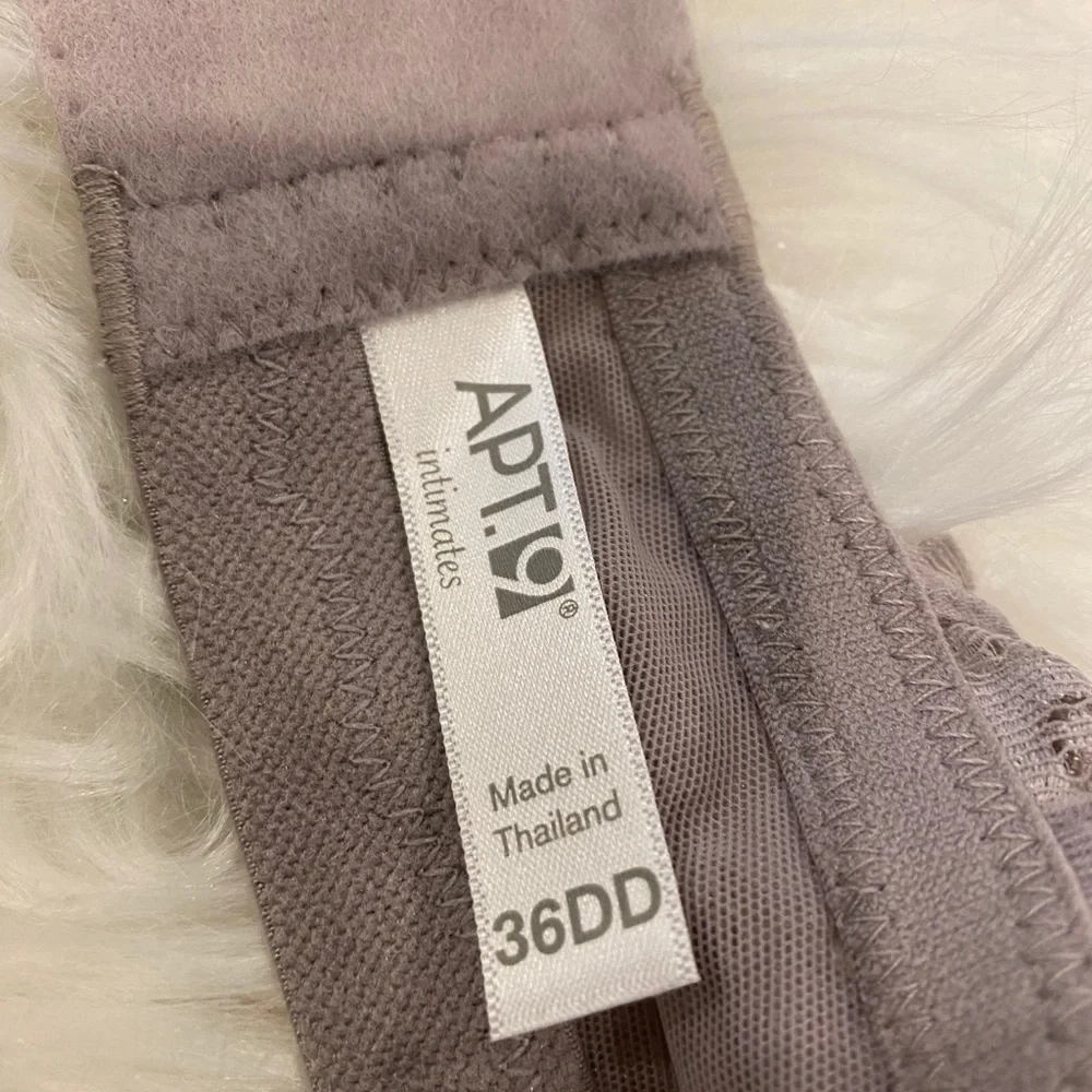NWT 36 DD Apt. 9 Gray Lace Trim Push Up Bra